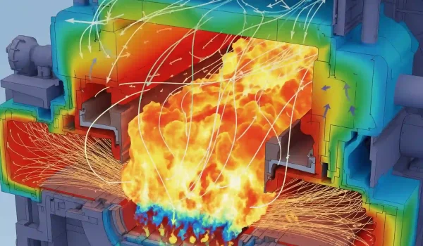 تحلیل CFD شعله و دمای بالا در محفظه احتراق.