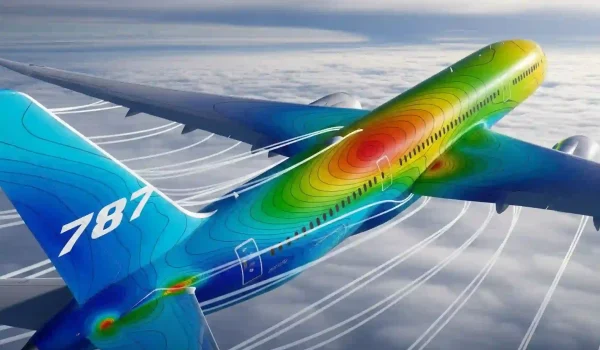 تحلیل CFD نیروی لیفت روی بال یک هواپیمای مسافربری.